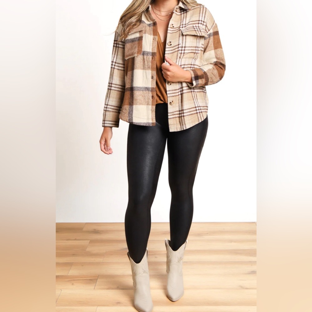 Mixed Print Color Block Shacket Jacket Large - Picture 2 of 3